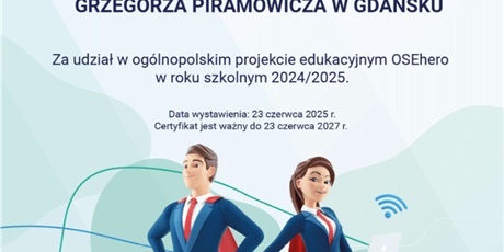 Certyfikat OSE Hero dla Czternastki