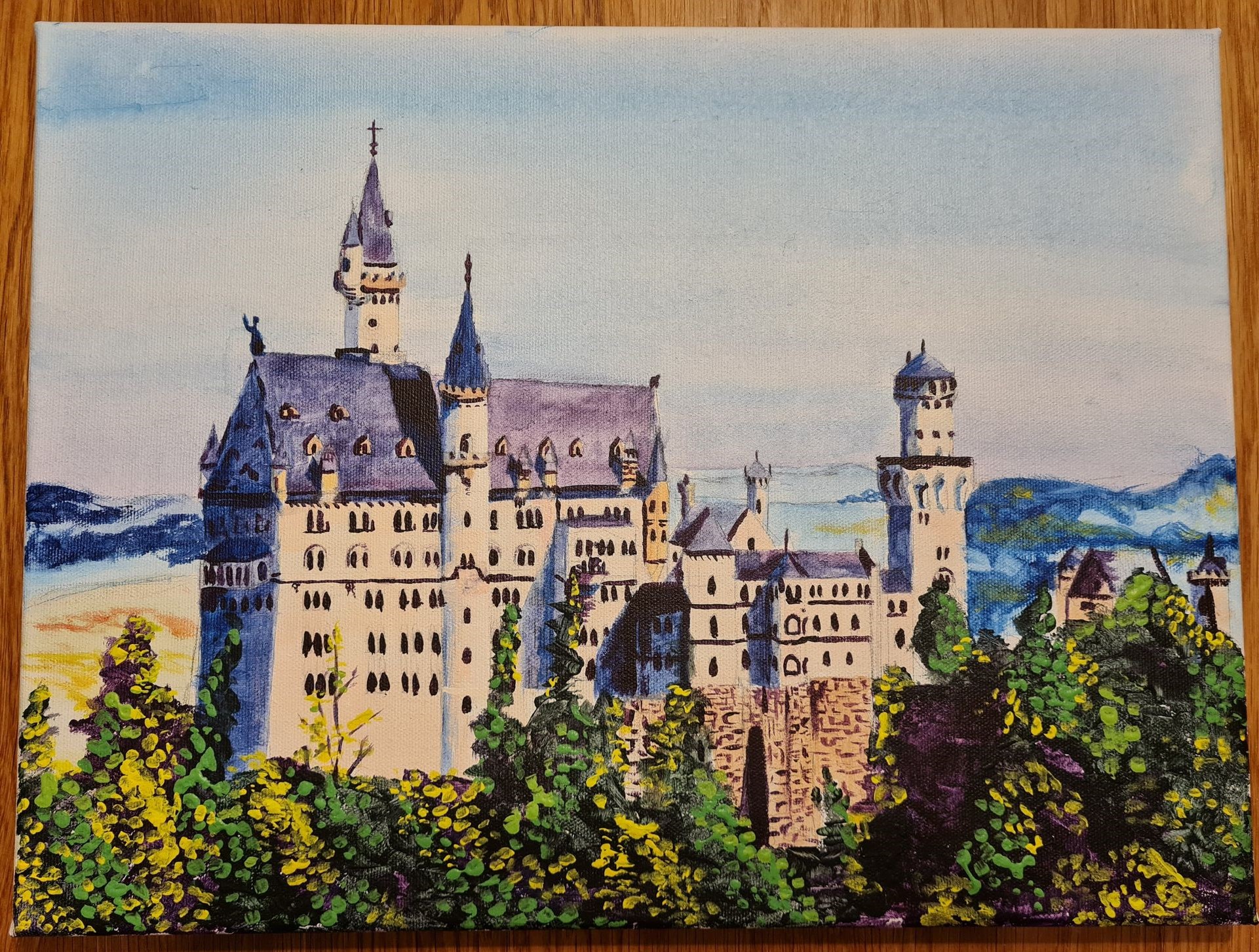 Praca plastyczna przedstwiająca Zamek Neuschwanstein