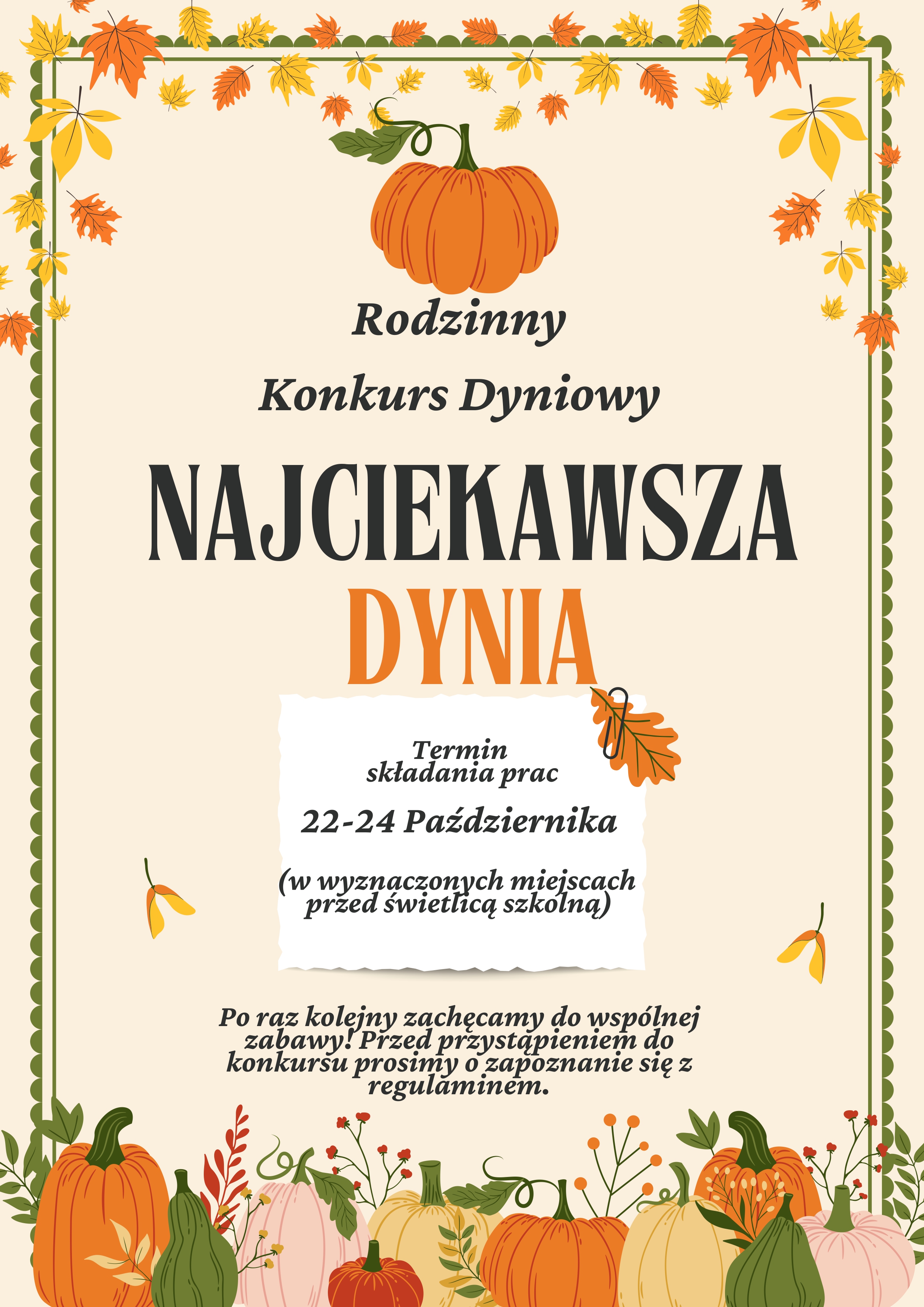 Plakat informujący o konkursie